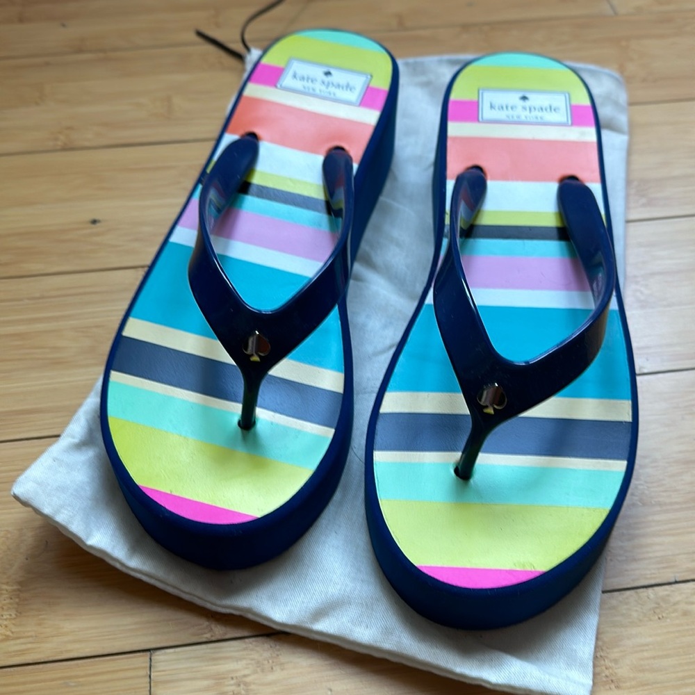 Kate spade wedged flip flops size 10.